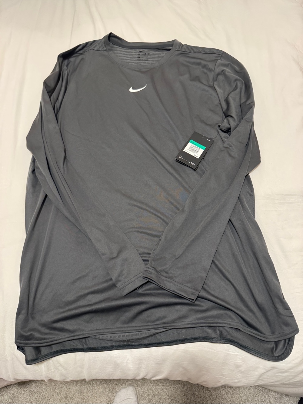 Nike Long-Sleeve Dri-FIT Crew Shirt - Charcoal Gray